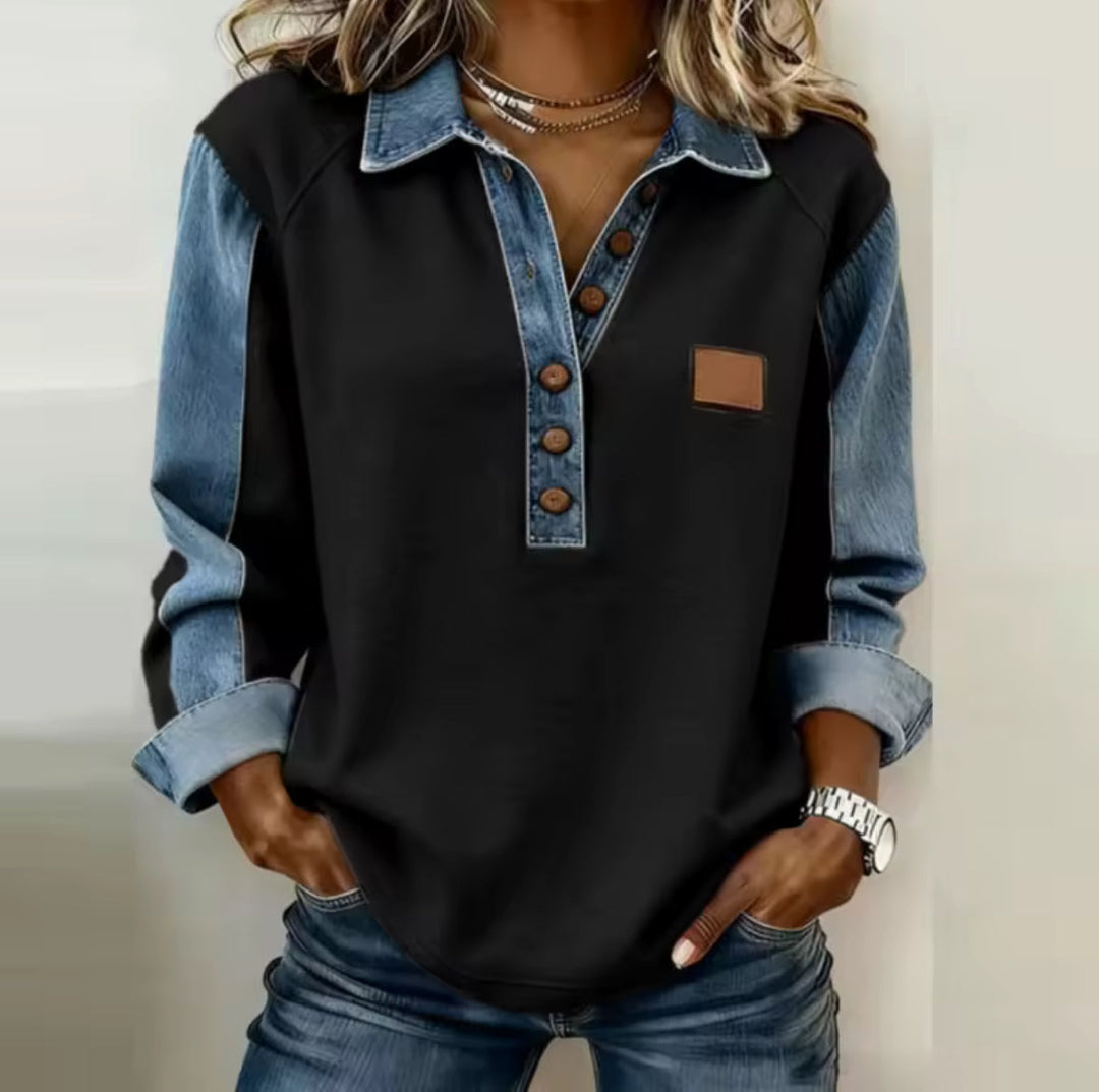 Voxanne™ | Camisola com gola em ganga