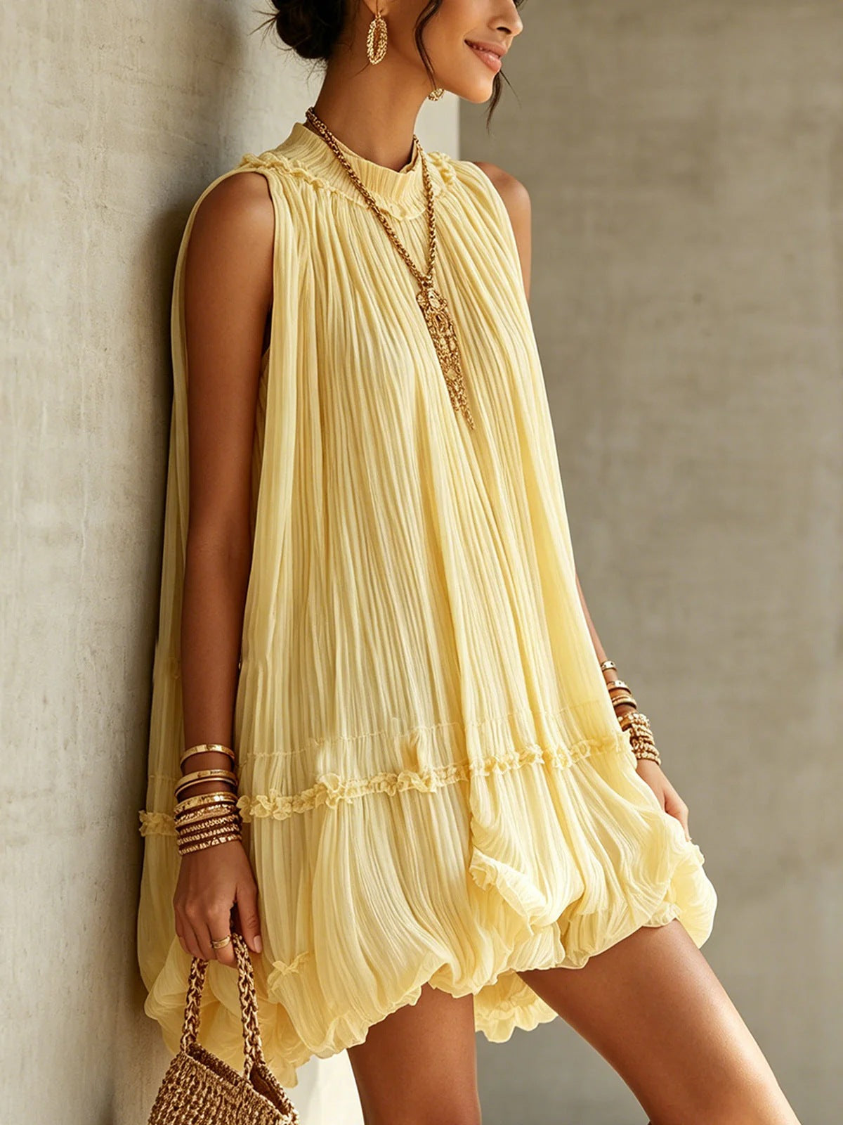 Camilla – Minivestido de chiffon em formato balão