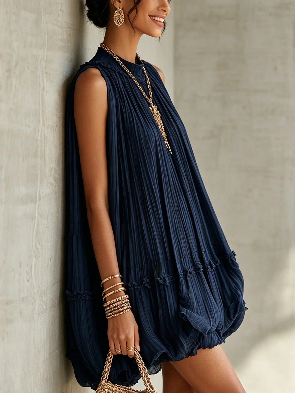 Camilla – Minivestido de chiffon em formato balão