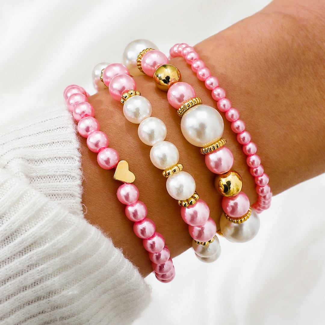 Conjunto de 4 Pulseiras de Pérolas Empilháveis | 1+1 grátis hoje