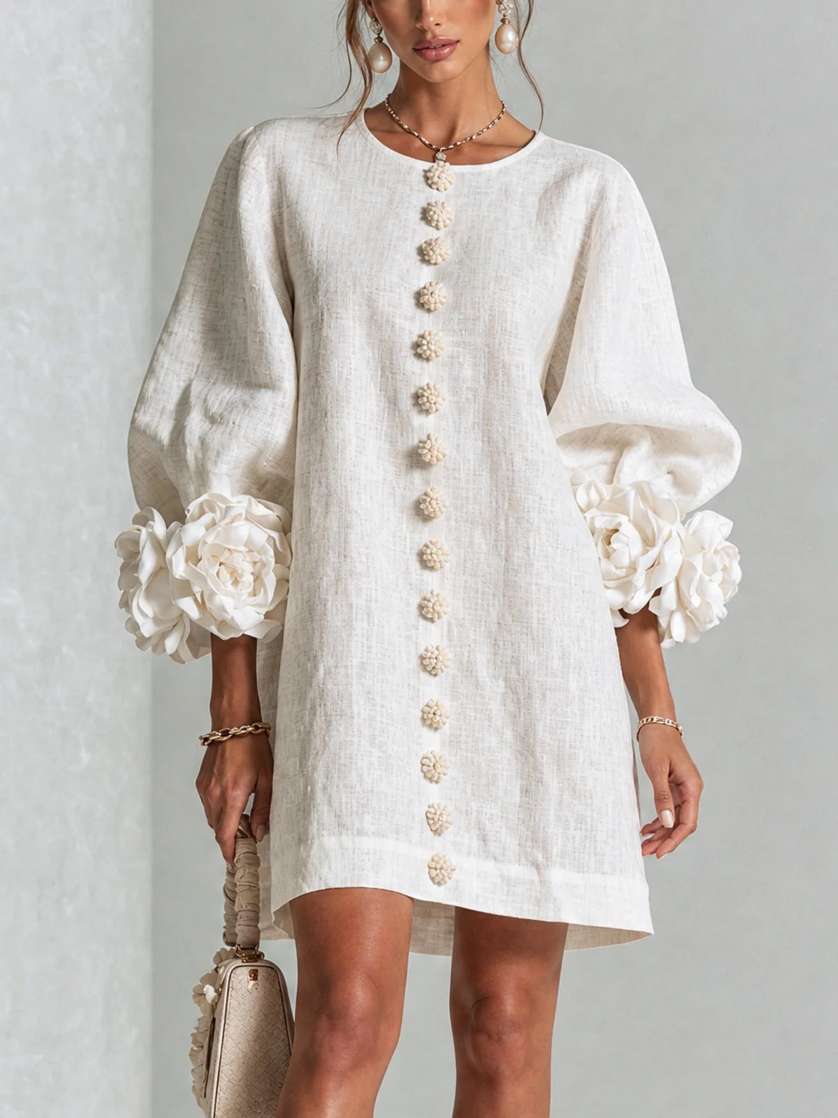Elena – Minivestido com punhos florais