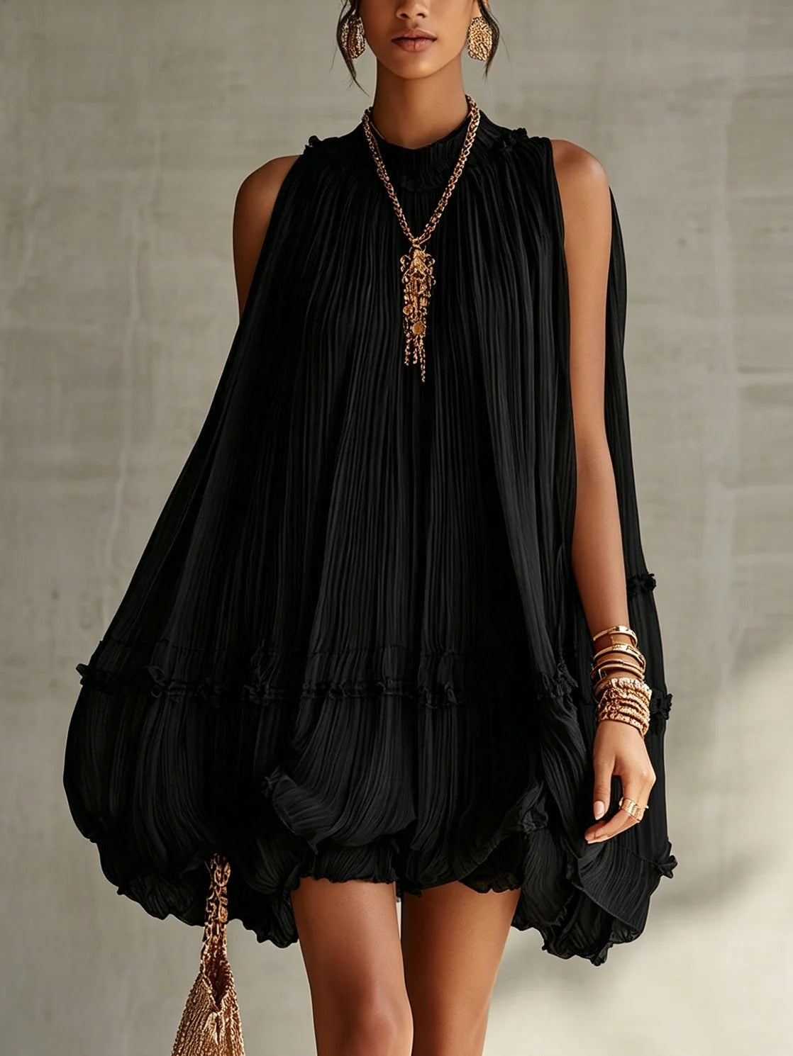 Camilla – Minivestido de chiffon em formato balão
