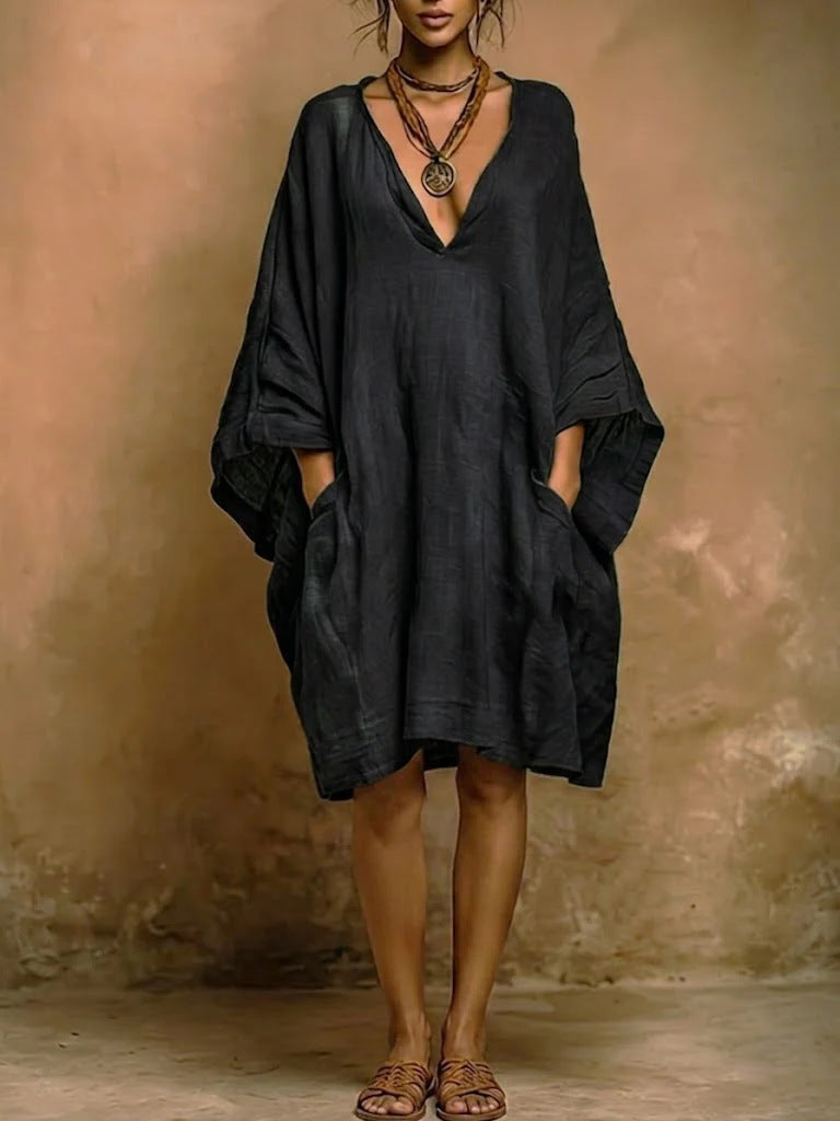 Cassienne – Vestido oversize com decote em V profundo