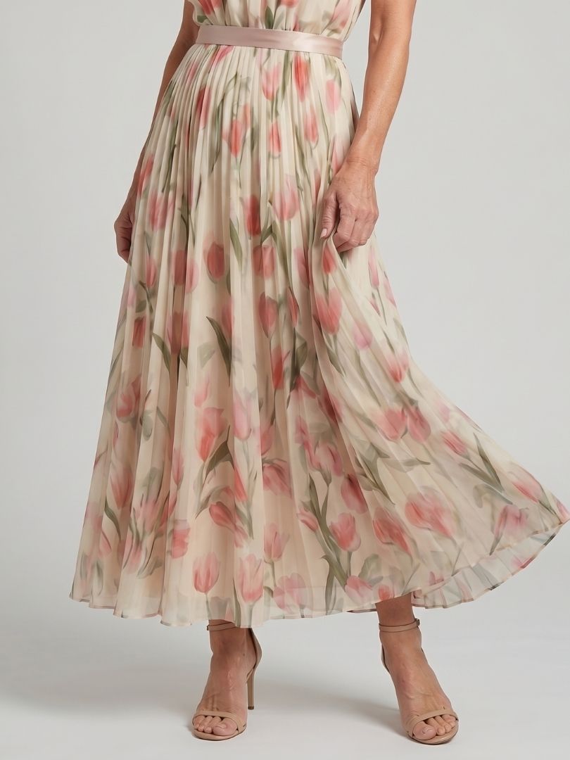 Aurelle | Vestido midi com decote floral