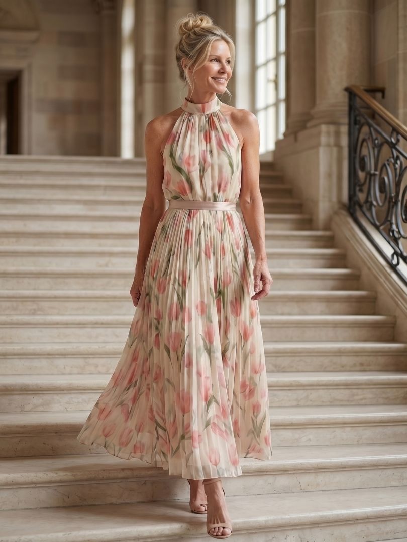 Aurelle | Vestido midi com decote floral
