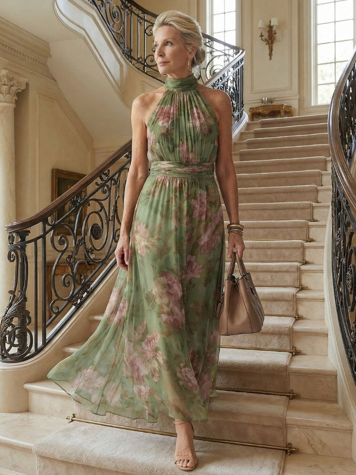 Mirelle | Vestido midi com faixa de folhos na cintura