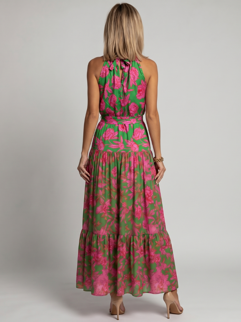 Rowen | Vestido midi drapeado com cinto