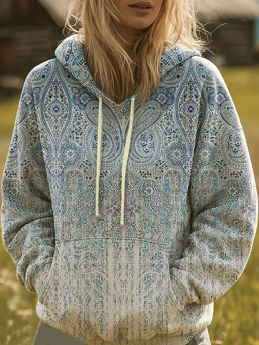 Kaelith | Hoodie Gráfico Arco-Íris com Estampado Sunburst