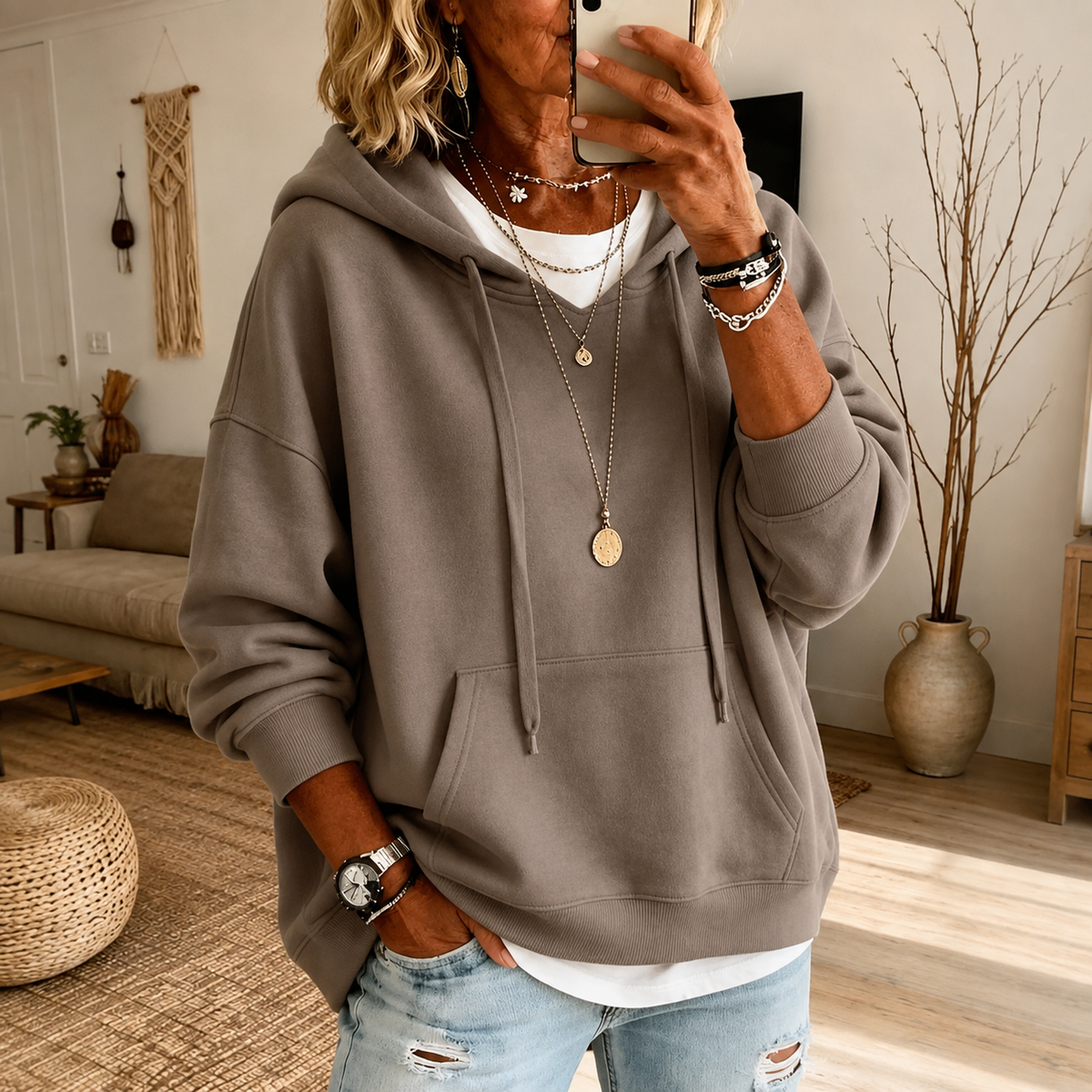 Élodie | Sweatshirt Oversized com Capuz e Bolso Canguru