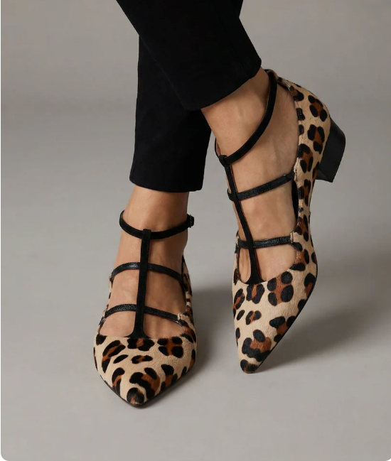 Bridget - Sapatos de salto com tira de leopardo