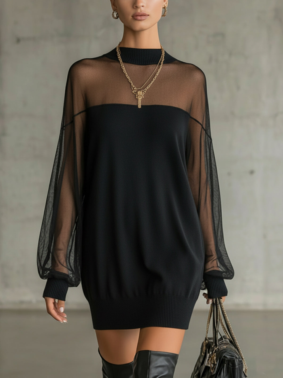 Domitille – Minivestido com mangas transparentes