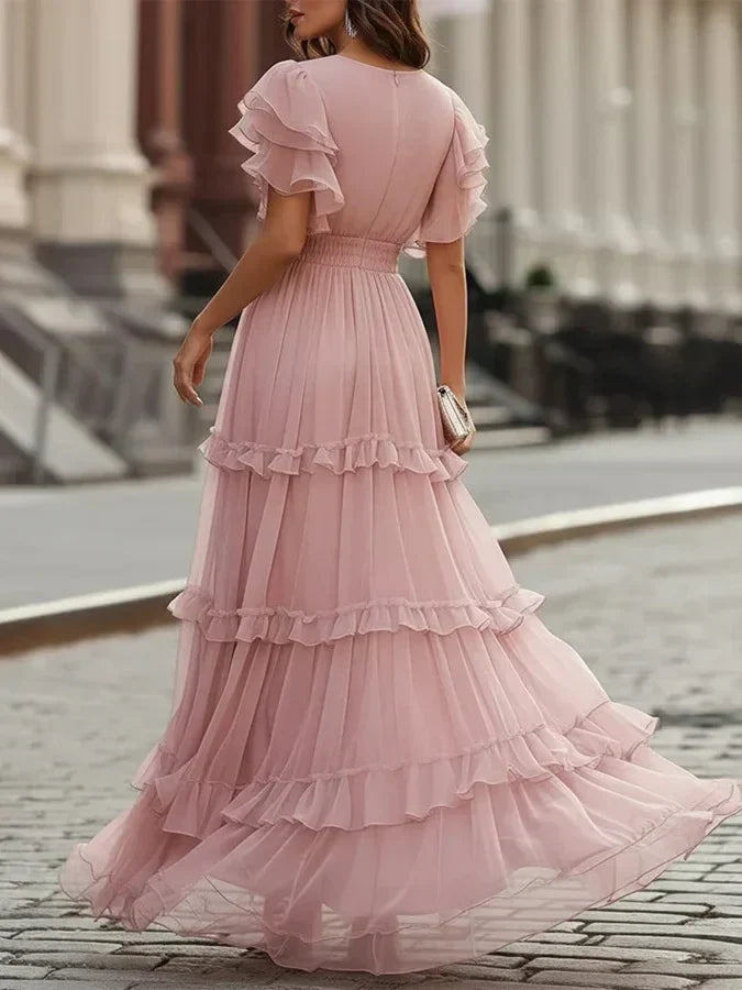 Zoe | Vestido Maxi de Noiva Rosa-Claro Elegante