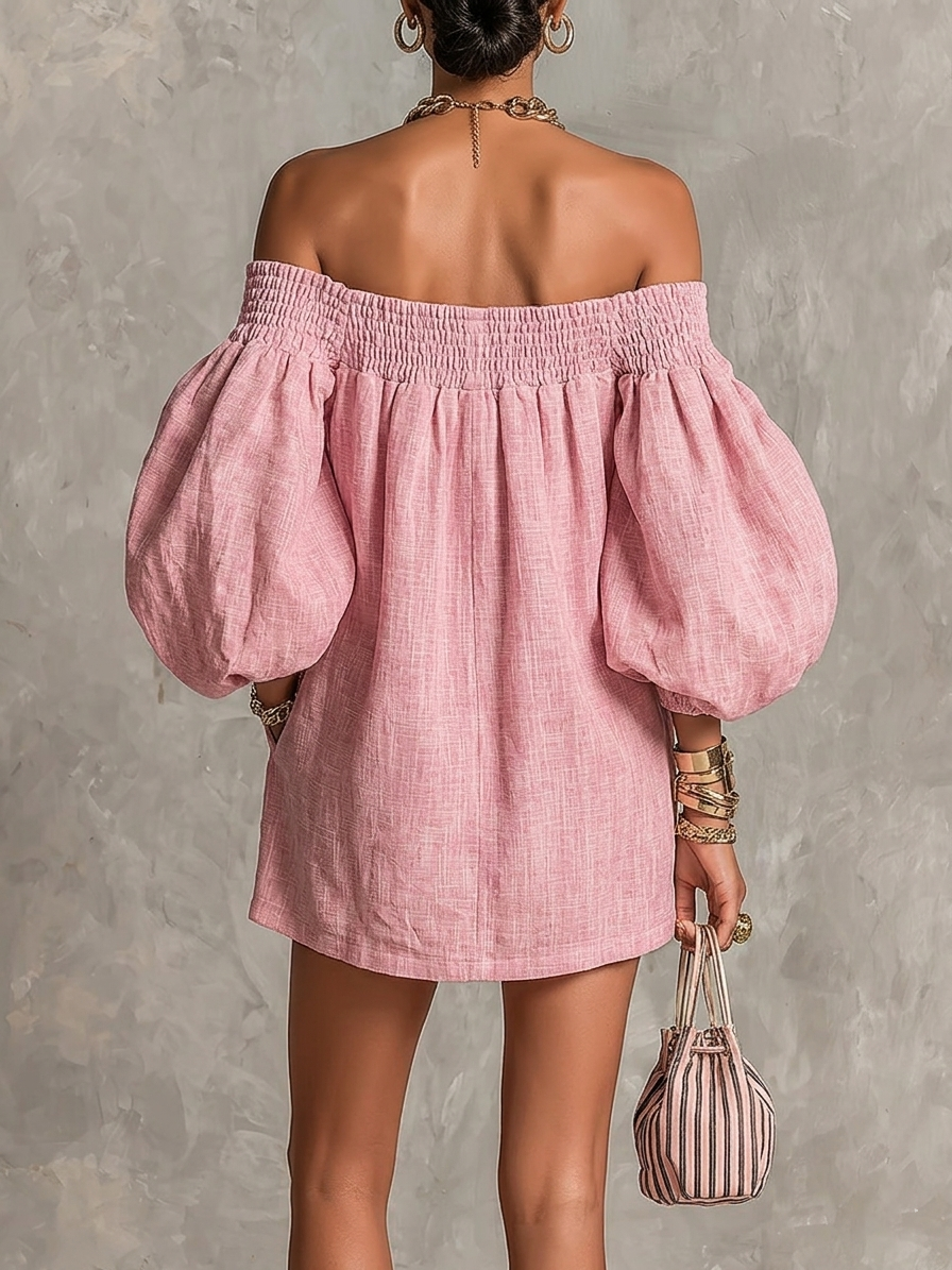 Amelie – Minivestido rosa com mangas balão