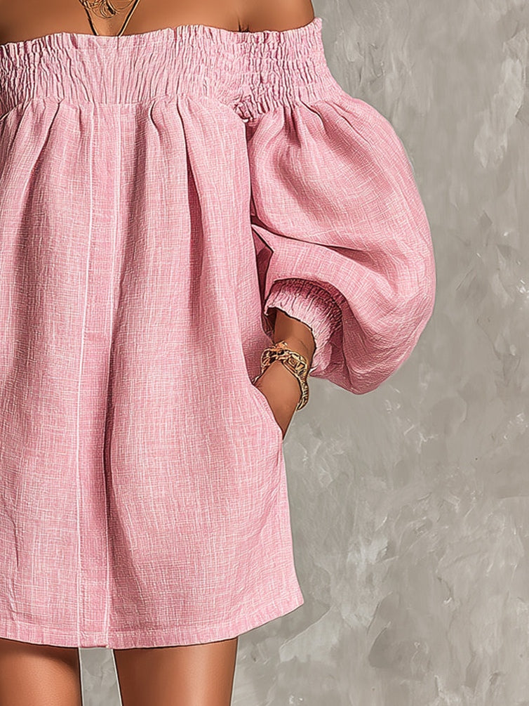 Amelie – Minivestido rosa com mangas balão