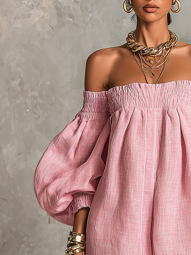 Amelie – Minivestido rosa com mangas balão