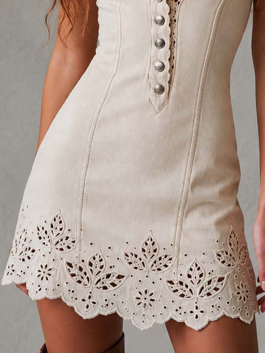 Gabrielle – Minivestido de renda sem mangas