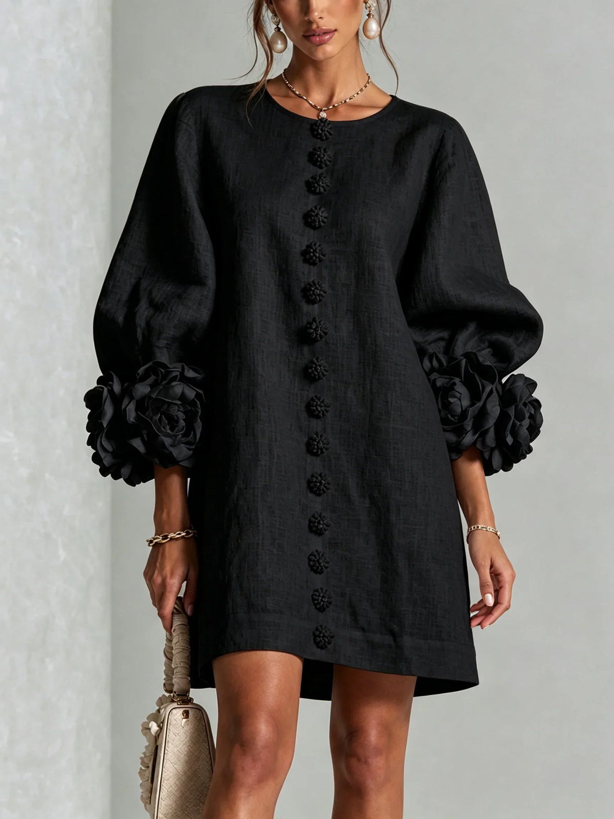 Elena – Minivestido com punhos florais