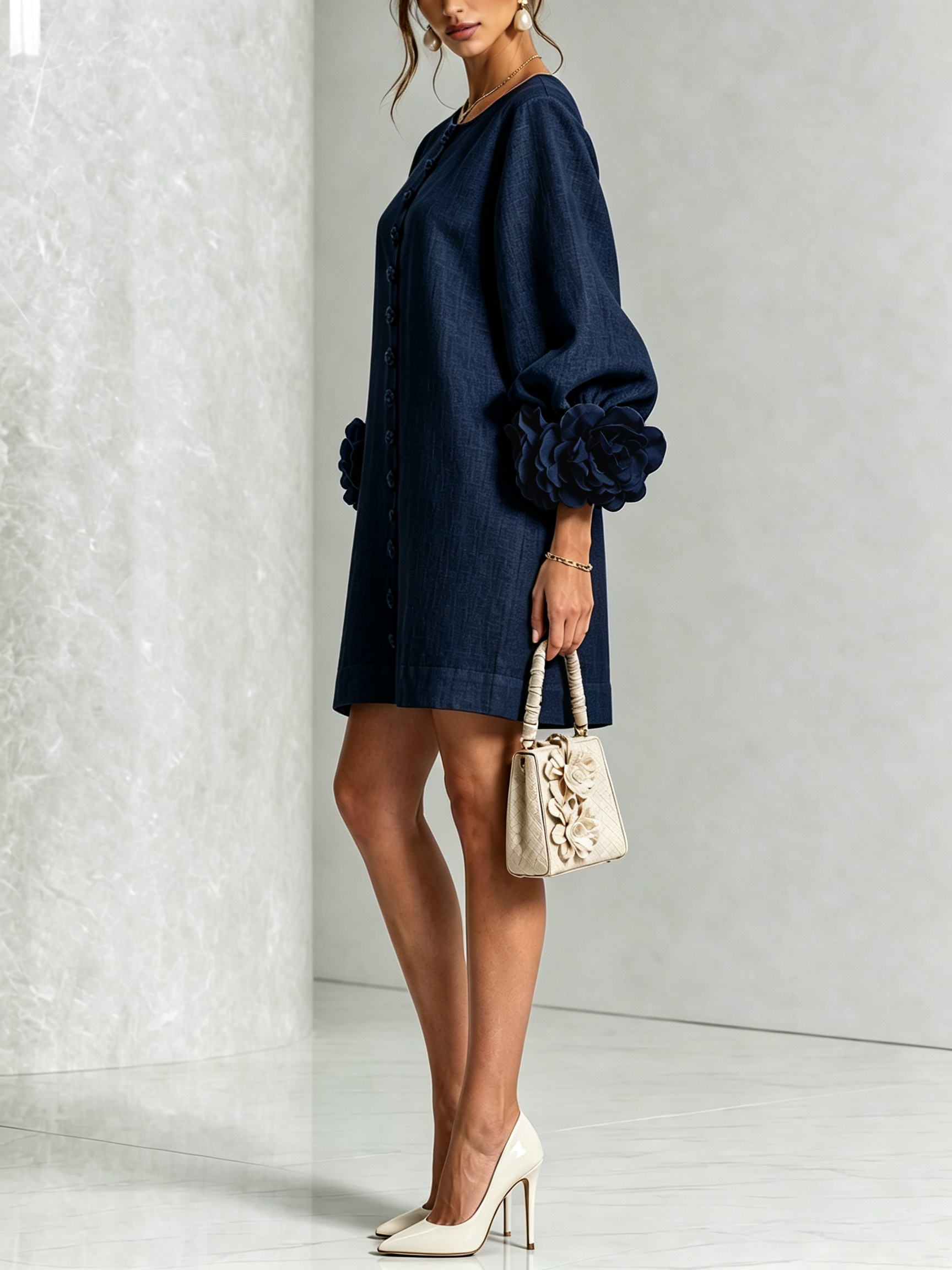 Elena – Minivestido com punhos florais