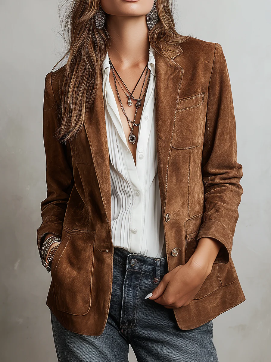 Blazer Vintage Feminino Castanho