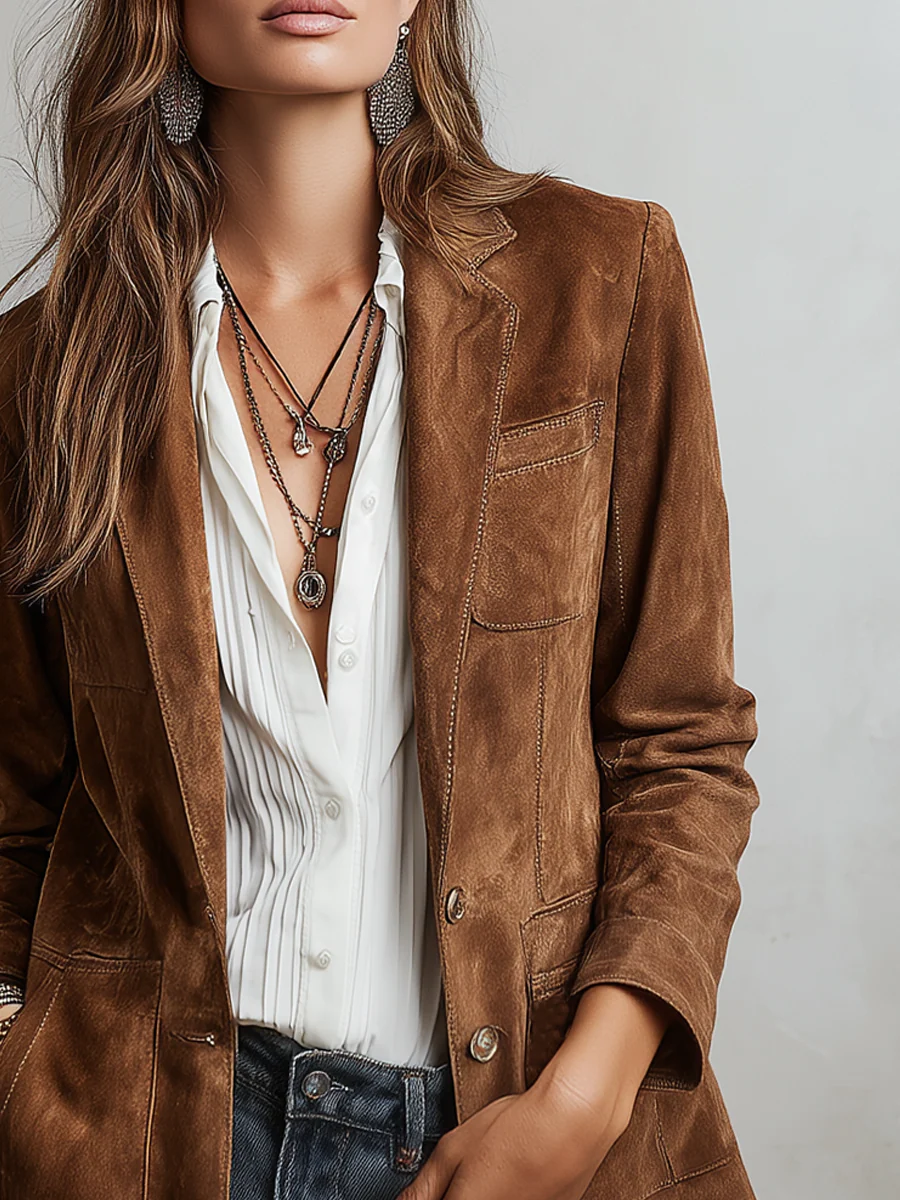 Blazer Vintage Feminino Castanho