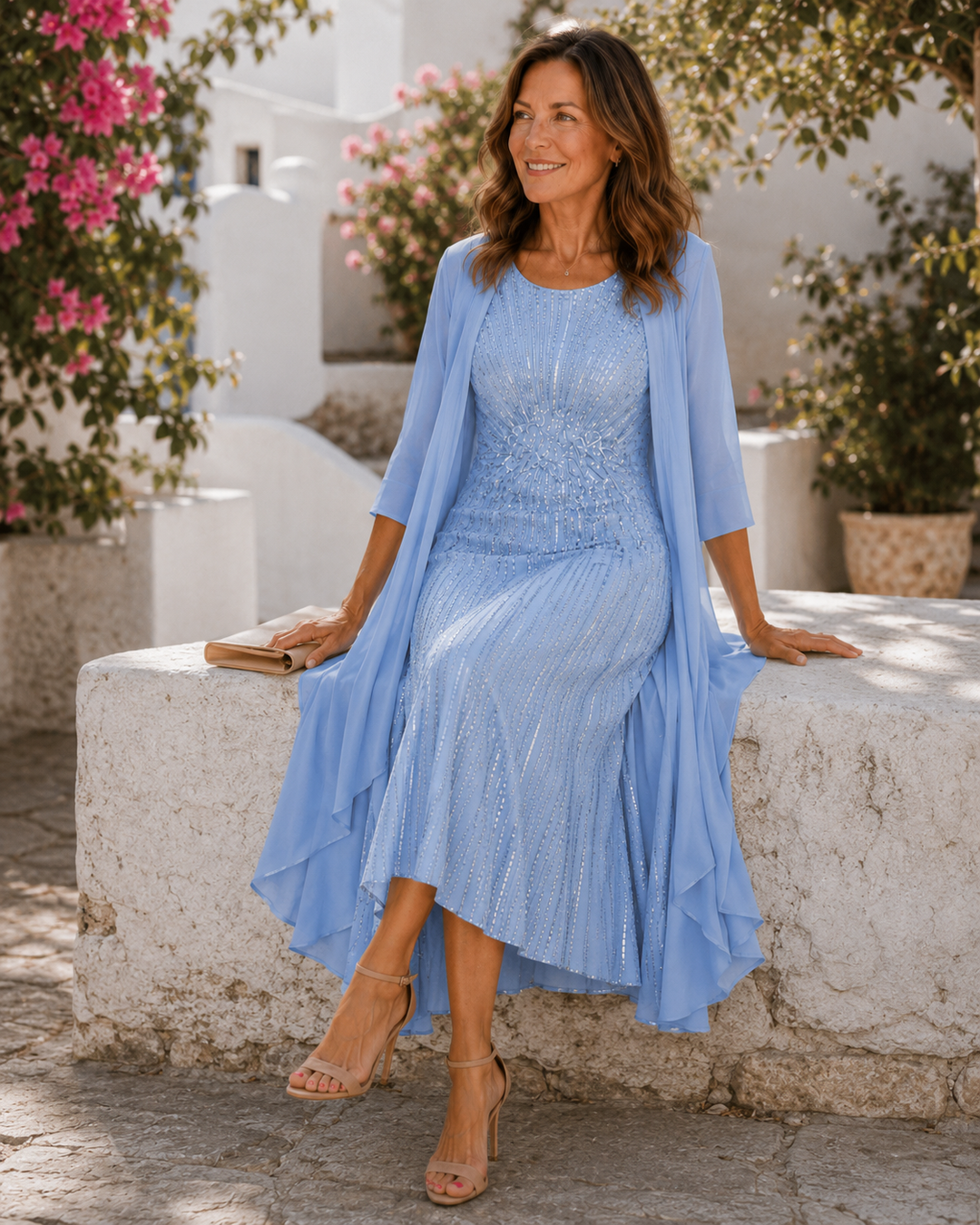 Celeste | Vestido de lantejoulas com sobreposição