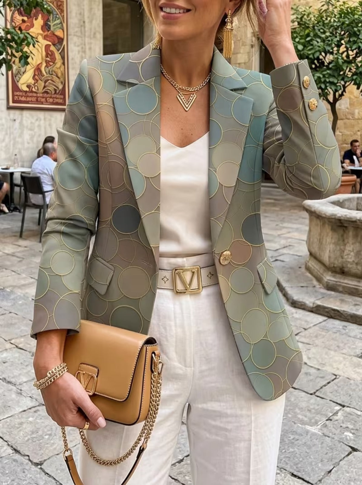 Theodora | Blazer de Alfaiataria com Estampado Circular