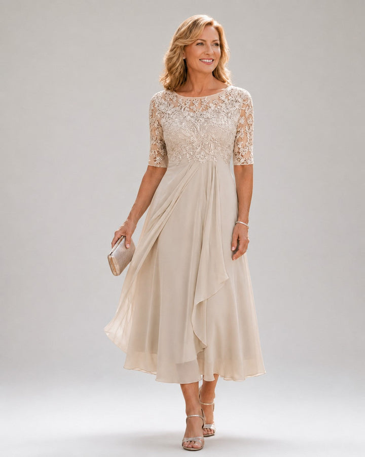 Marina – Vestido midi elegante com renda