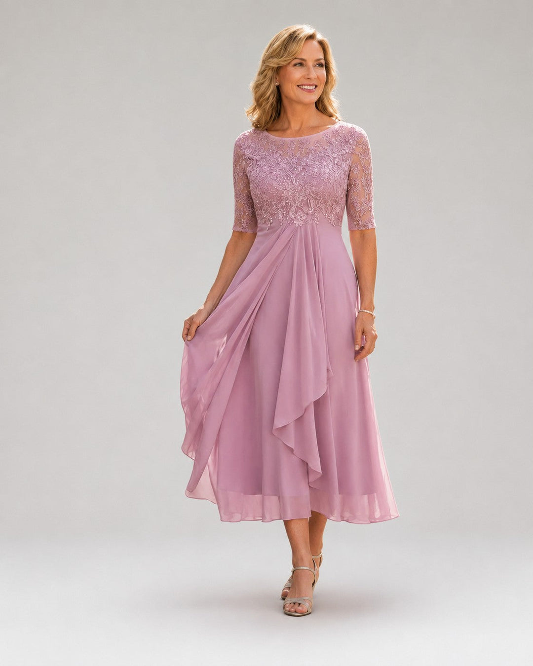 Marina – Vestido midi elegante com renda