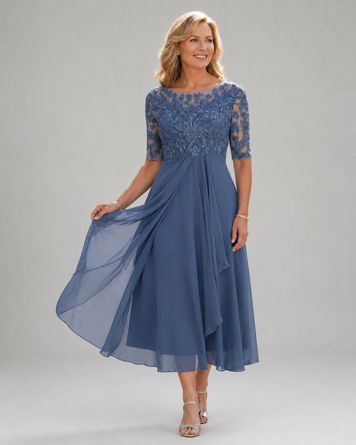 Marina – Vestido midi elegante com renda