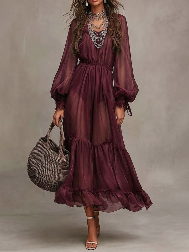 Gerda – Vestido Midi Elegante com Decote em V