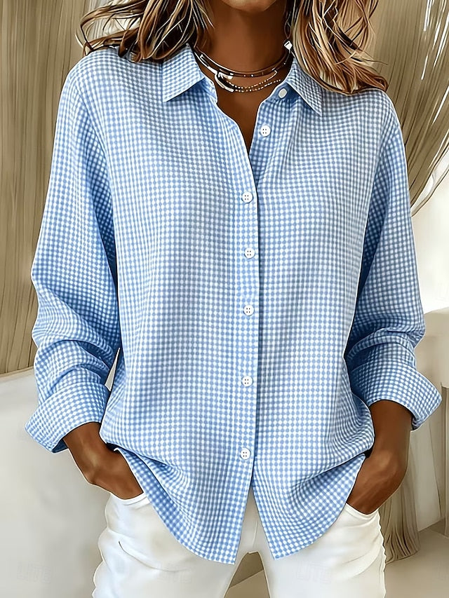Edith | Blusa descontraída aos quadrados com botões