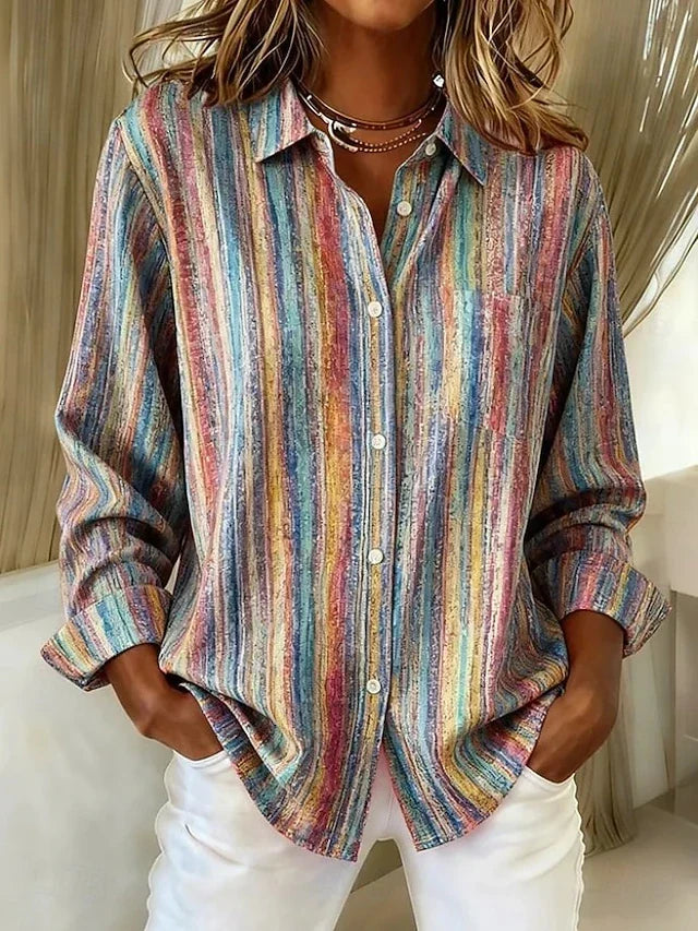 Caroline | Blusa-camisa vintage às riscas