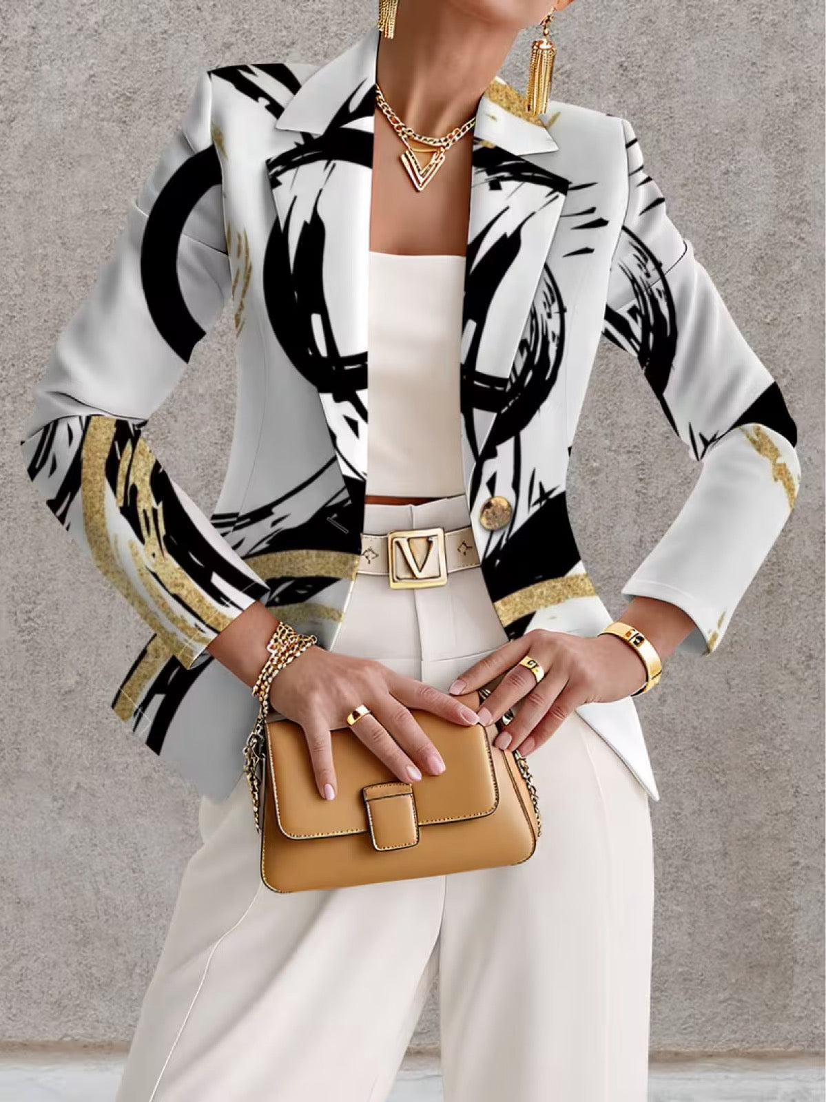 Lavinia | Blazer com Pinceladas Abstratas