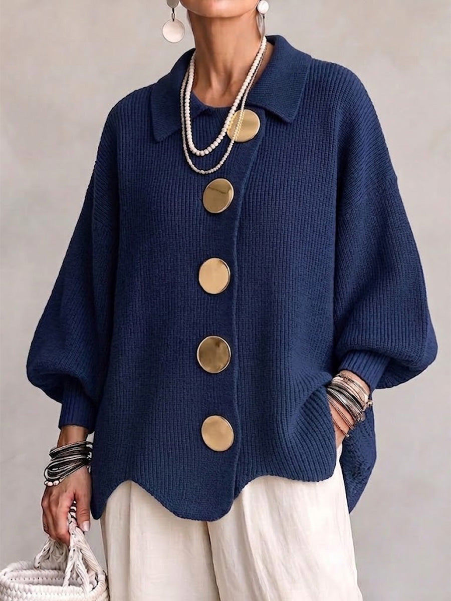 Iolanthe | Cardigan com Gola e Botões Metálicos