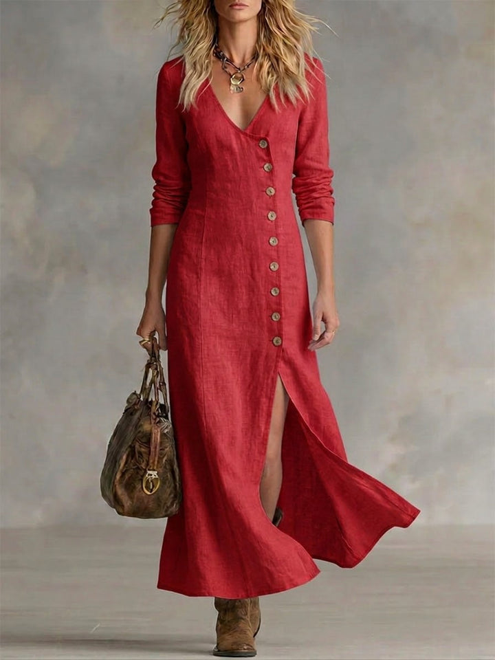 Doris™ – Vestido Maxi com Botões a Todo o Comprimento