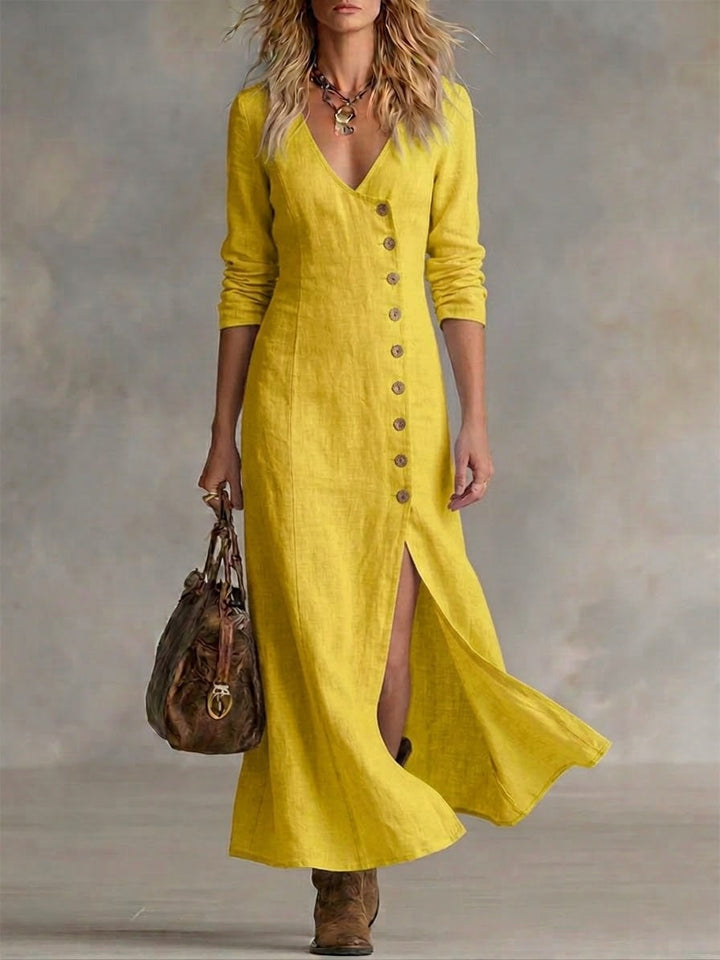 Doris™ – Vestido Maxi com Botões a Todo o Comprimento