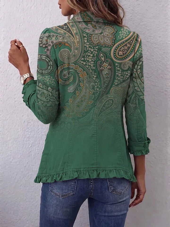 Jemara | Casaco boho com folhos e estampado paisley