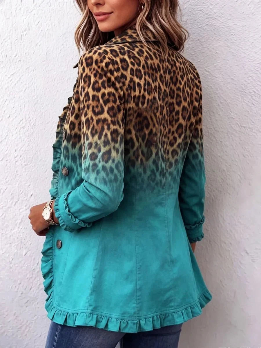 Elspeth | Blazer com folhos e ombré leopardo