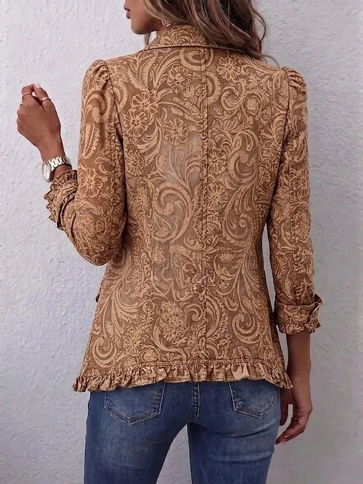 Vyclara | Casaco vintage com folhos e estampado floral