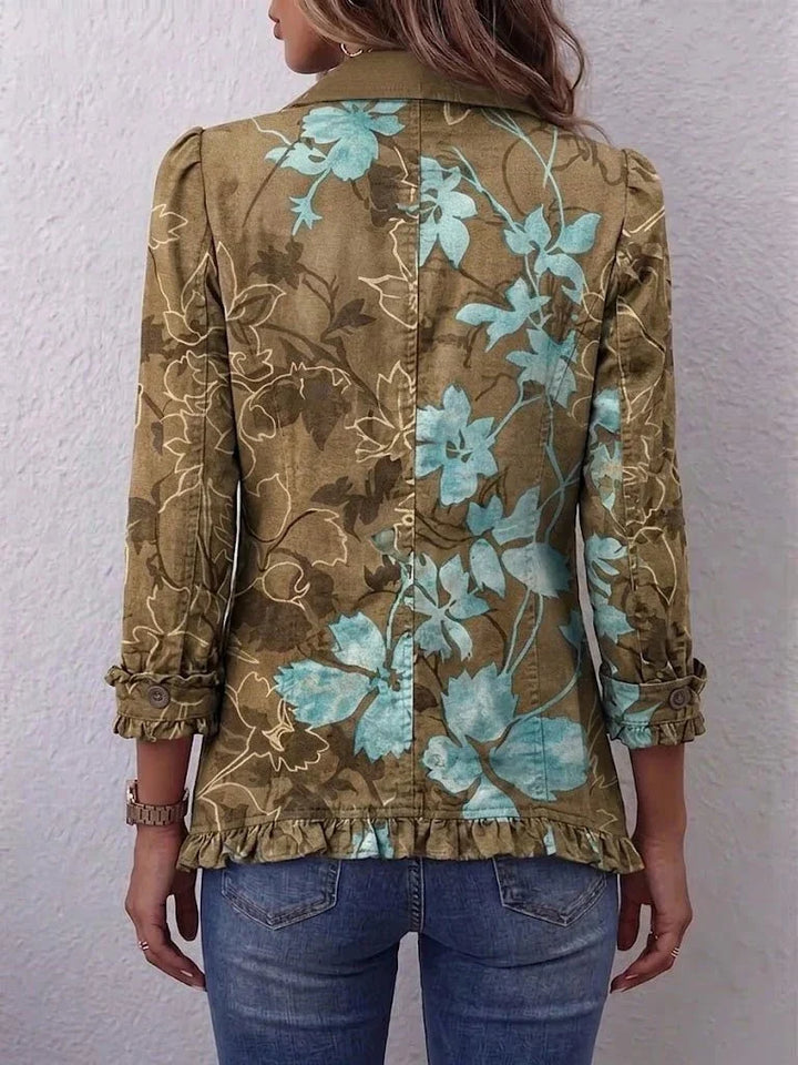 Sundara | Casaco boho vintage com folhos e ombré floral