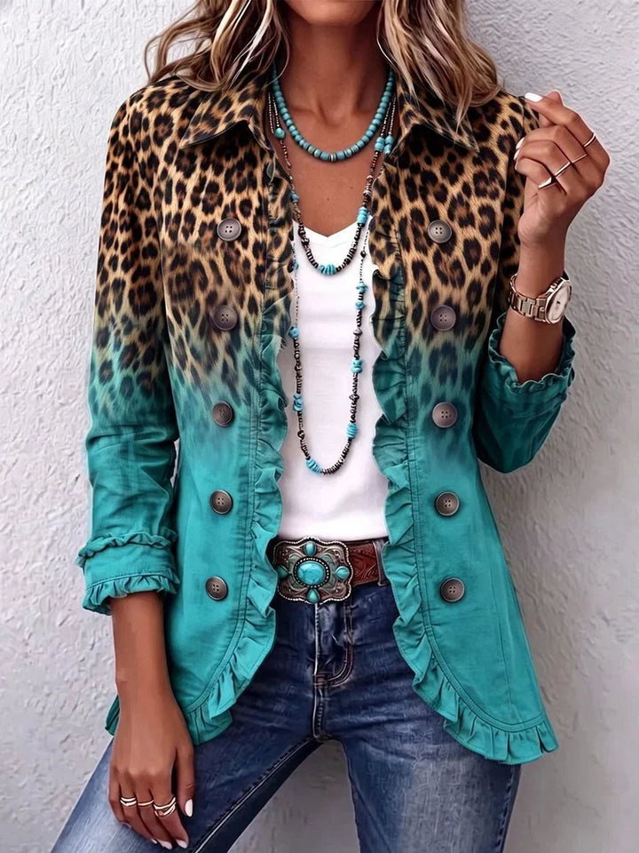 Elspeth | Blazer com folhos e ombré leopardo