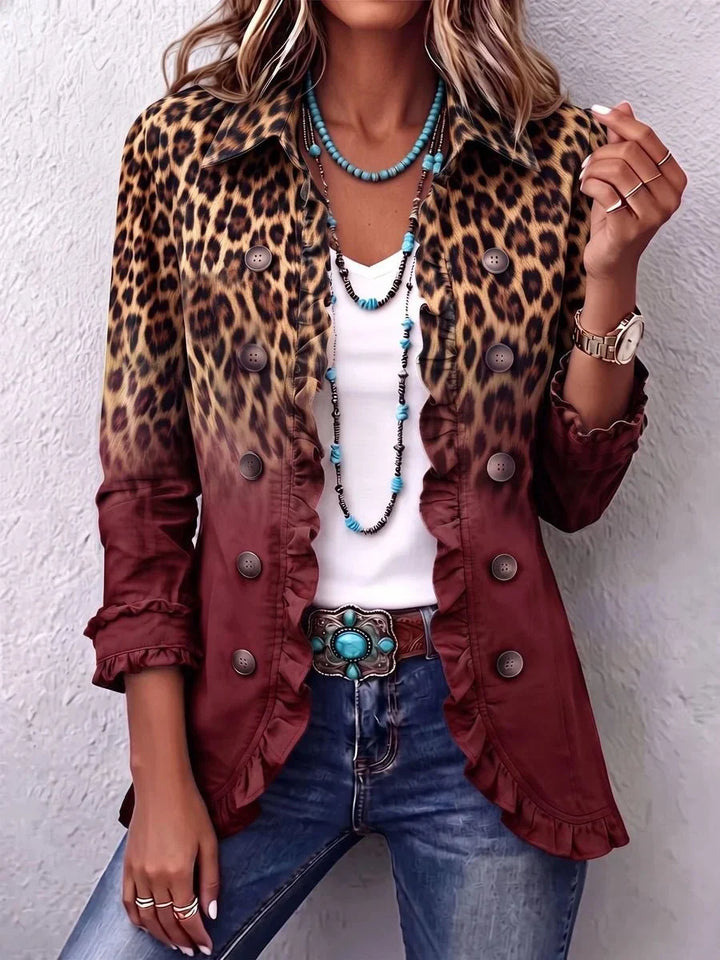 Elspeth | Blazer com folhos e ombré leopardo