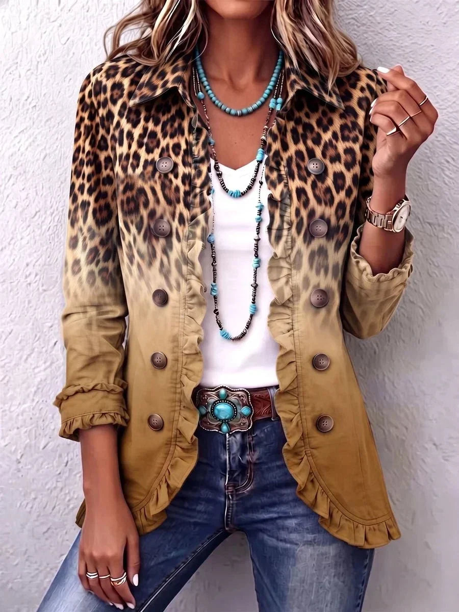 Elspeth | Blazer com folhos e ombré leopardo