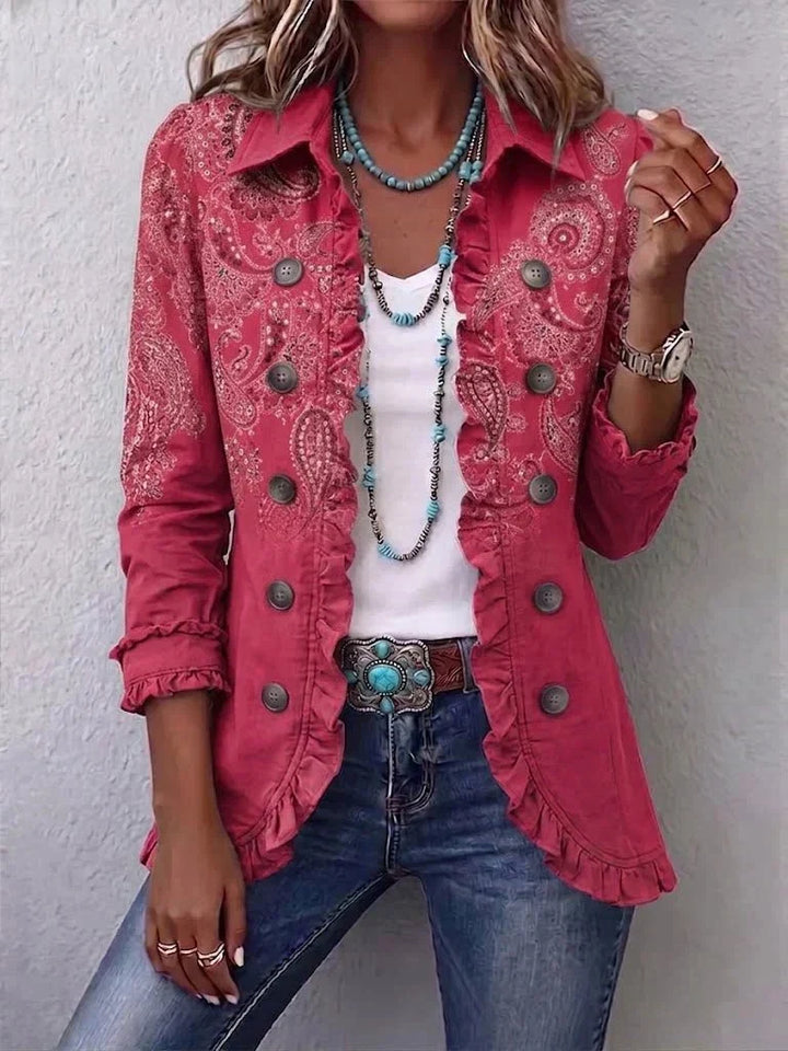 Anouk | Casaco vintage com folhos e estampado paisley