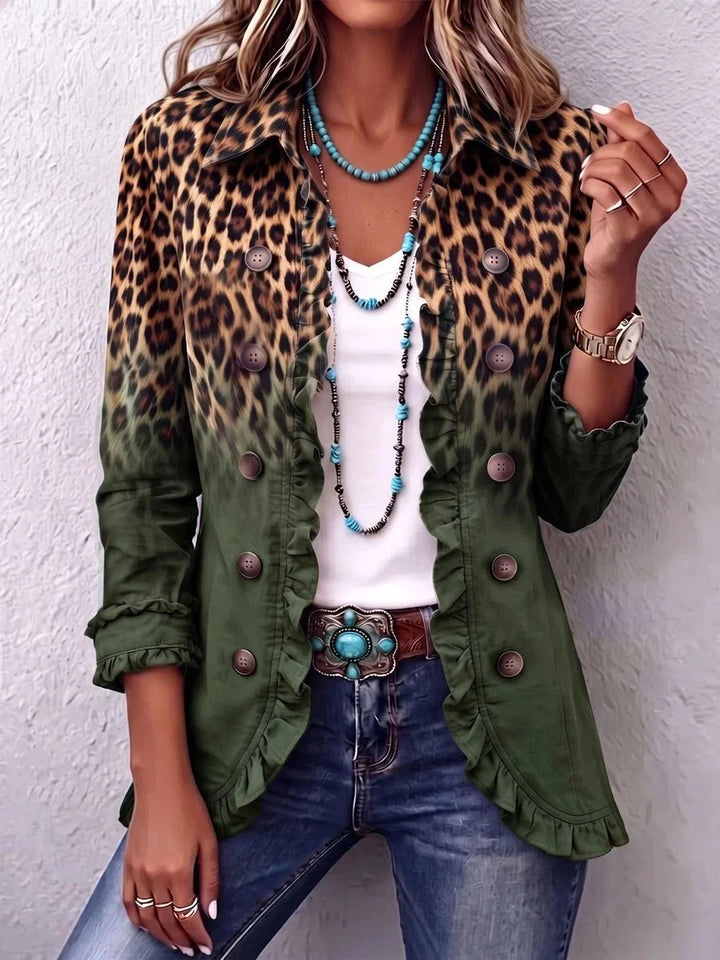 Elspeth | Blazer com folhos e ombré leopardo