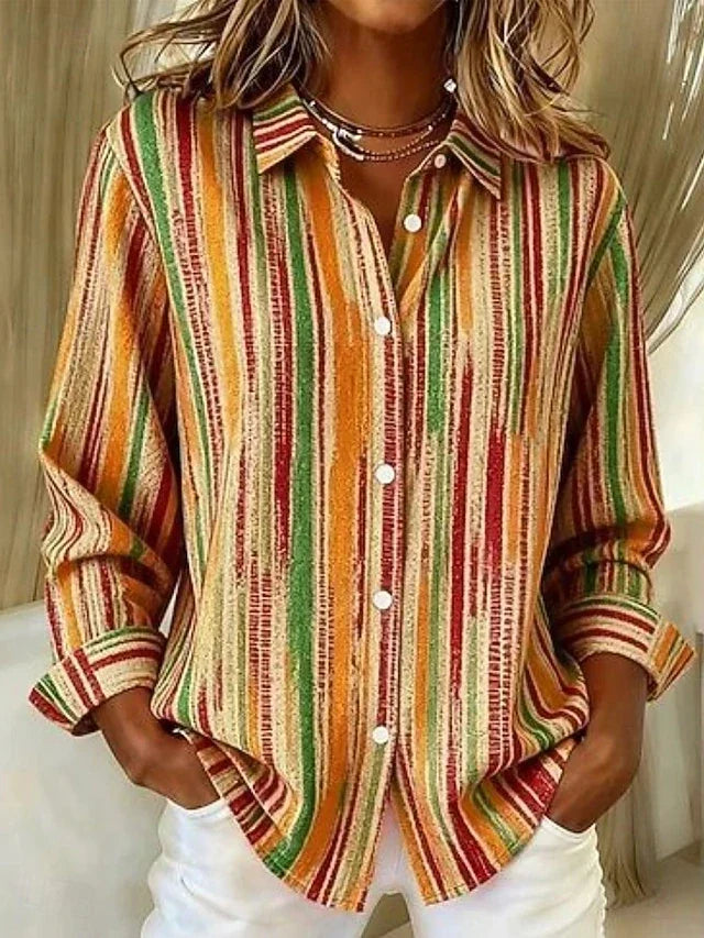 Caroline | Blusa-camisa vintage às riscas