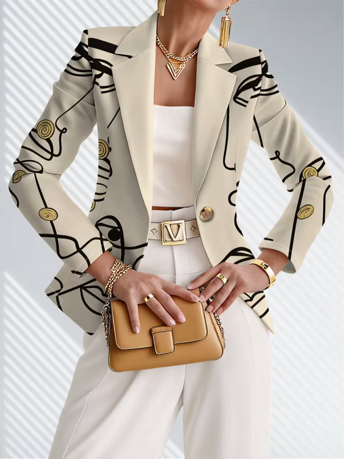 Francine | Blazer de Alfaiataria com Arte Linear