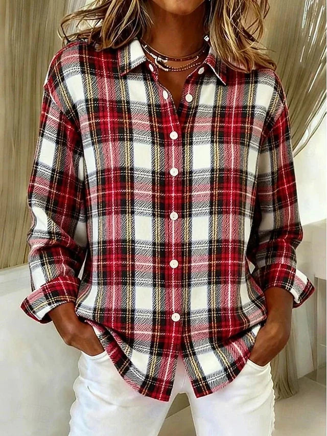Sian | Blusa clássica aos quadrados com botões