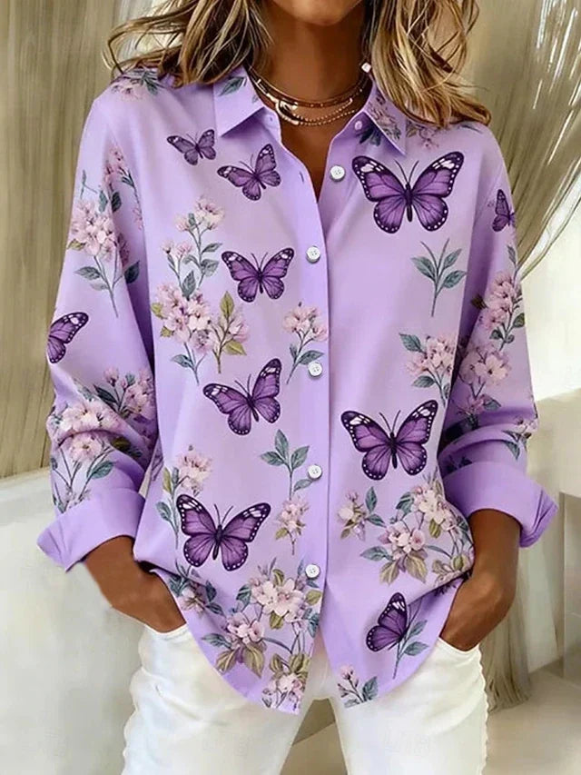 Lois | Blusa com estampado de borboletas e botões