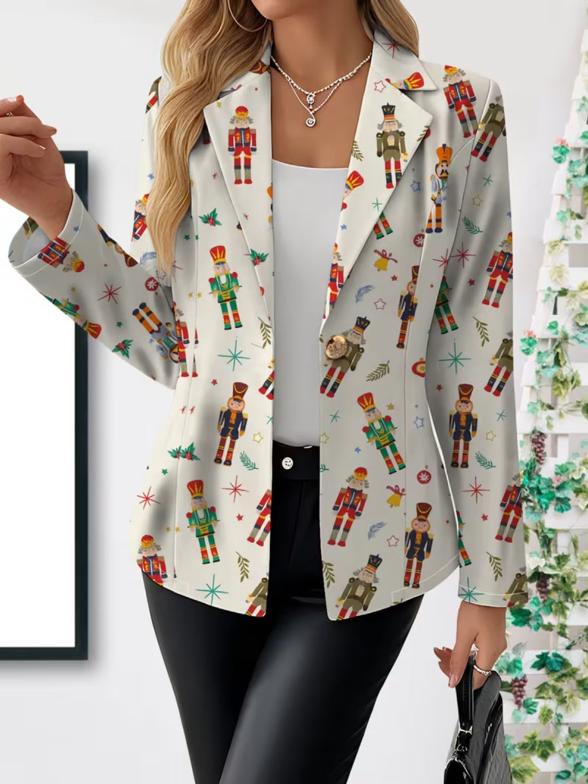 Kathleen | Blazer de Alfaiataria com Estampado Festivo